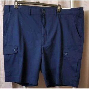 NWT Men's St. John's Bay Cargo Shorts,‎ Signature Navy, Comfort Stretch Size 52